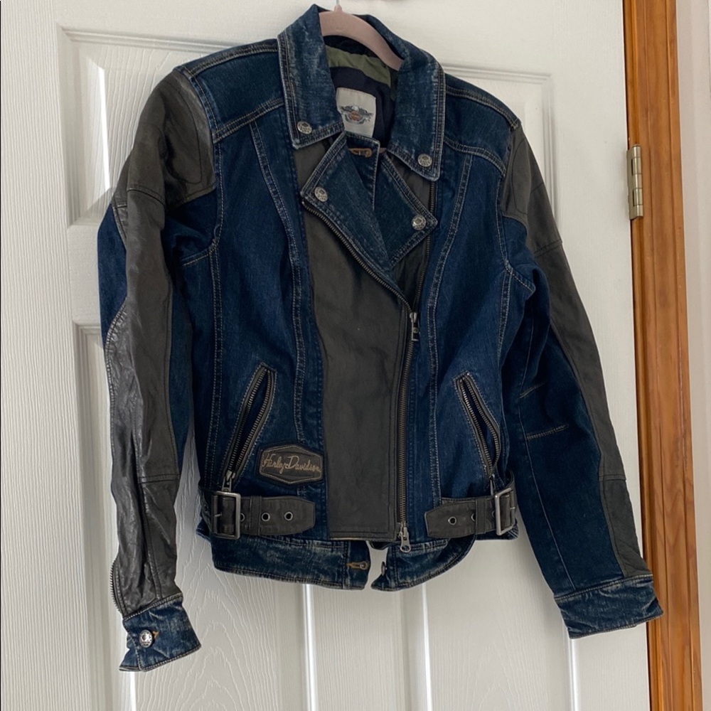 Harley-Davidson Blue and Black Denim Moto Jacket